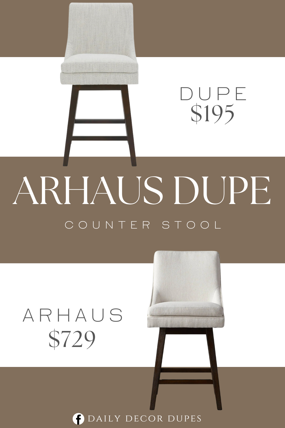 Arhaus Lunden Swivel Stool Dupe. Made from high-quality solid birchwood and generously padded upholstery. Featuring a 360-degree swivel plate.