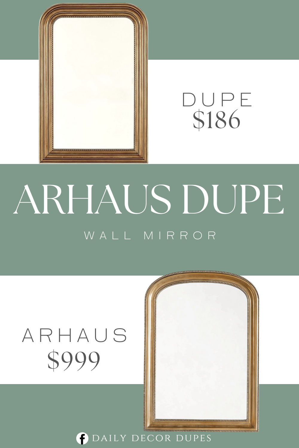 Arhaus Pierre Wall Mirror Dupe. Richly molded & beaded. Composite frame. Beveled glass.