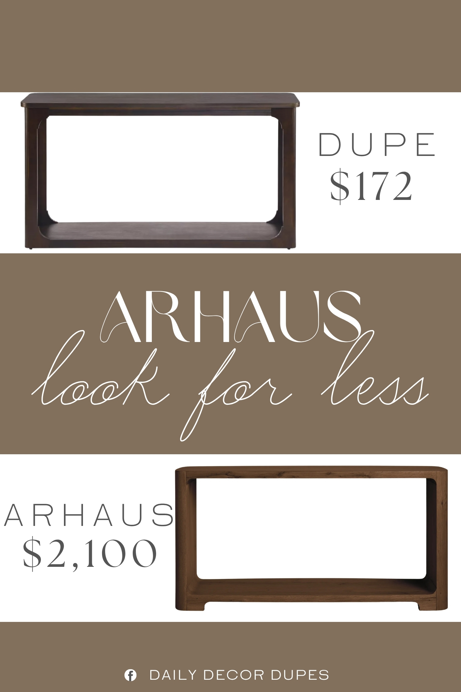 Arhaus Redding Console Table Dupe. The table features sturdy solid wood legs and high-quality medium-density fiberboard (MDF) covered with a natural pine veneer and coated with a protective layer to effectively prevent scratches, stains, and wear.