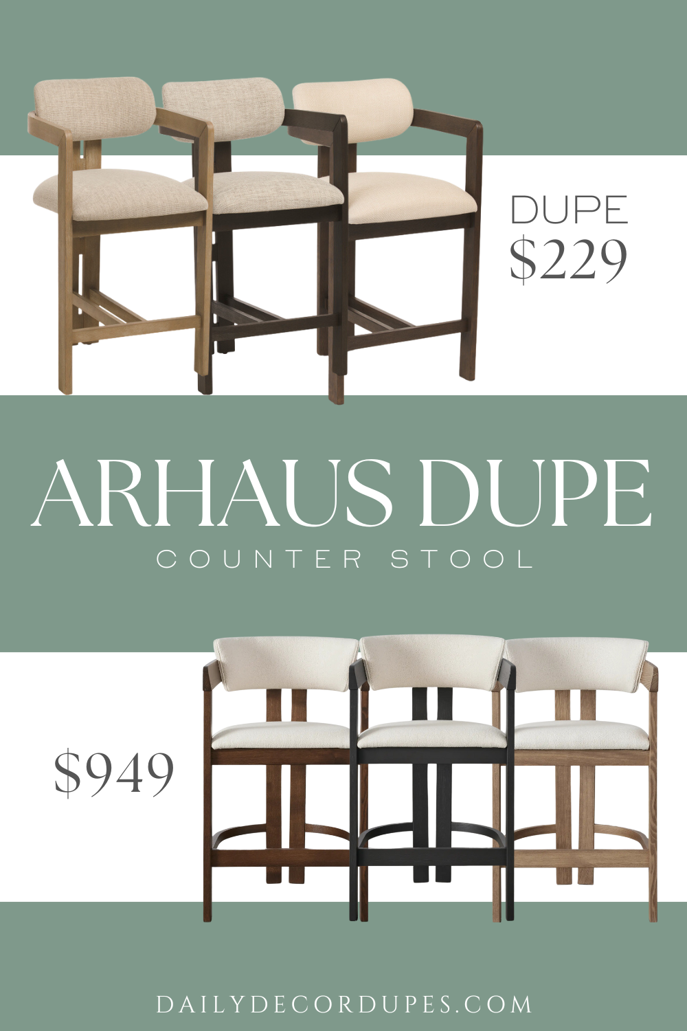 Arhaus Rodin Counter Stool Dupe. Padded back and seat, curved back. Overall dimension 20in W x 37in H x 21in L.