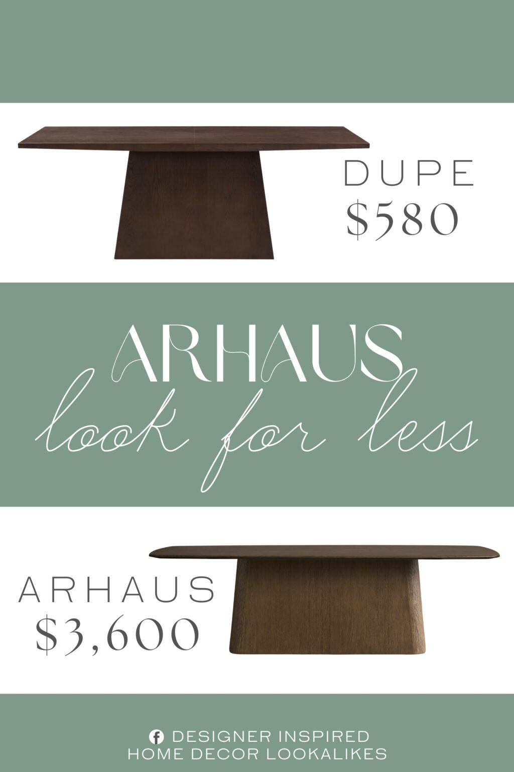 Arhaus Saint Germain Wood Dining Table Dupe. Featuring a smooth spacious tabletop supported by a sculptural pedestal base with clean geometric lines.