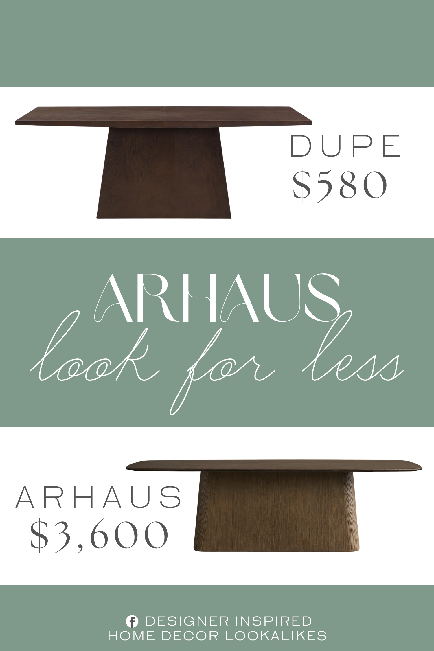 Arhaus Saint Germain Wood Dining Table Dupe. Featuring a smooth spacious tabletop supported by a sculptural pedestal base with clean geometric lines.