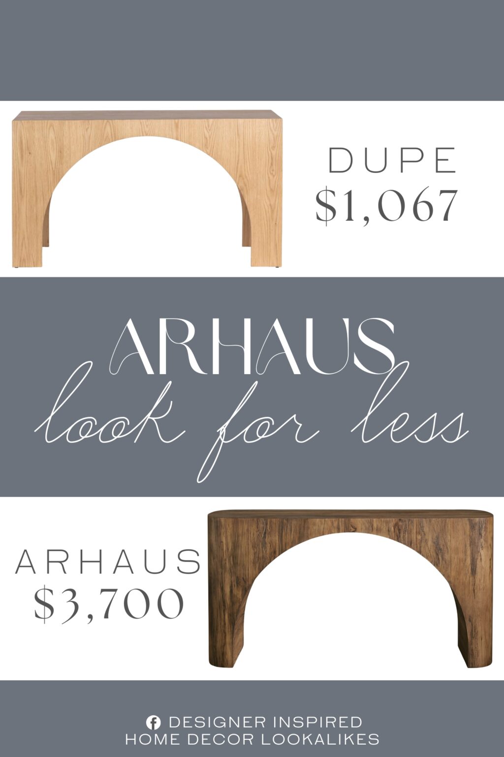 Arhaus San Rafael Console Table Dupe. Solid Oak Wood. Natural Oak Finish. Frame Material Engineer Wood.