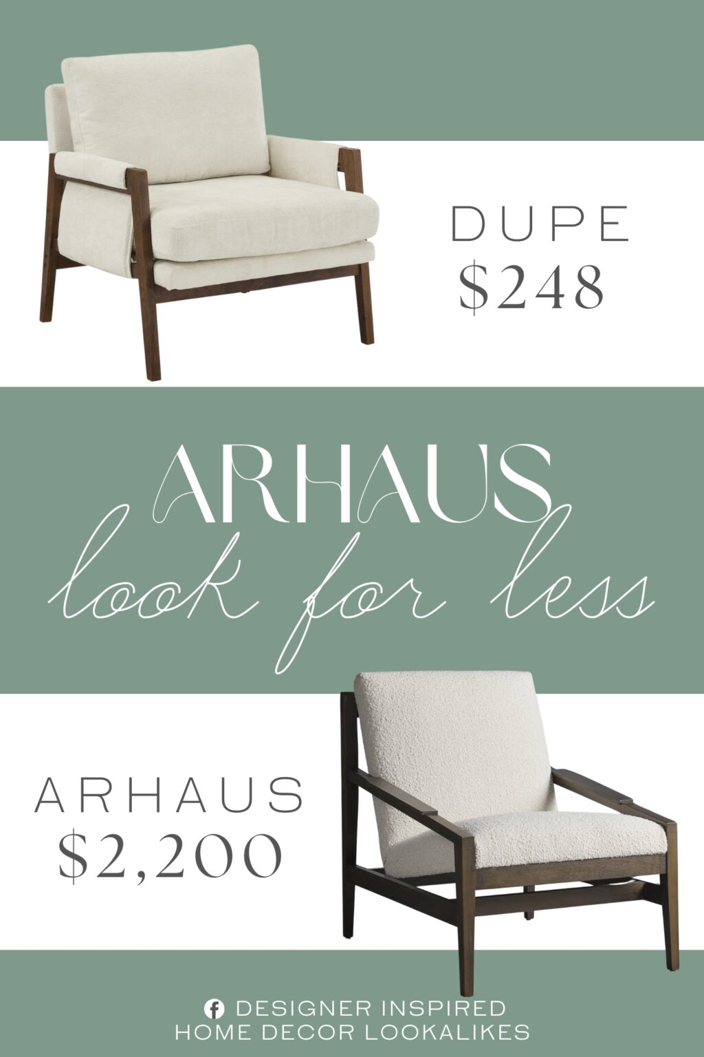Arhaus Sarlow Chair Dupe. Crafted to withstand the test of time, this armchair features a solid rubberwood frame capable of providing support.