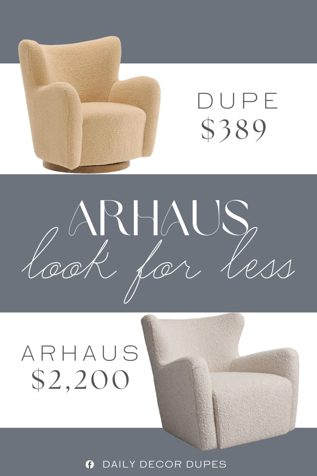 Arhaus Sasha Swivel Chair Dupe. Upholstered in fuzzy sherpa teddy fabric, this modern barrel chair offers a plush, cozy seating experience that adds warmth and texture to any room.
