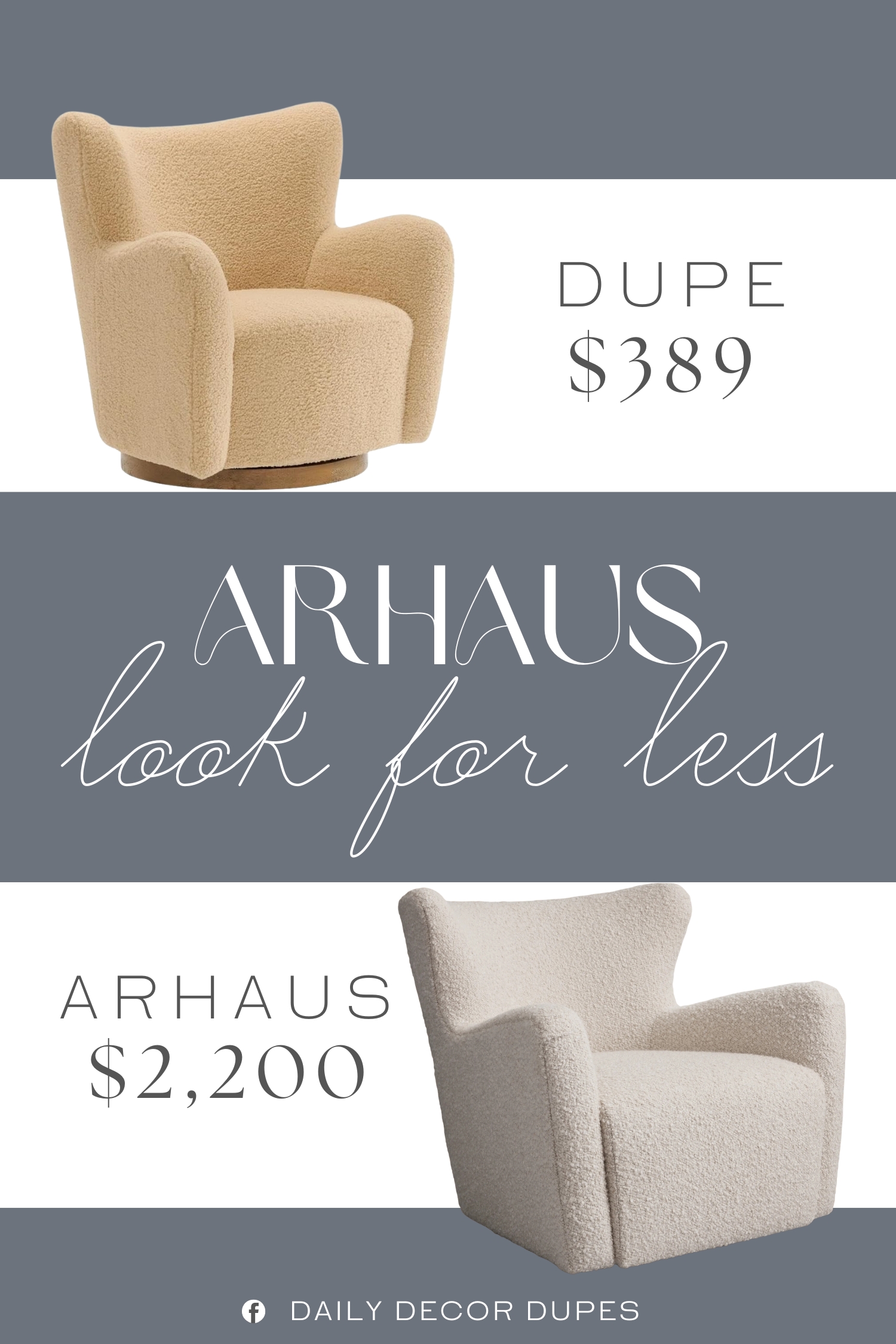 Arhaus Sasha Swivel Chair Dupe. Upholstered in fuzzy sherpa teddy fabric, this modern barrel chair offers a plush, cozy seating experience that adds warmth and texture to any room.