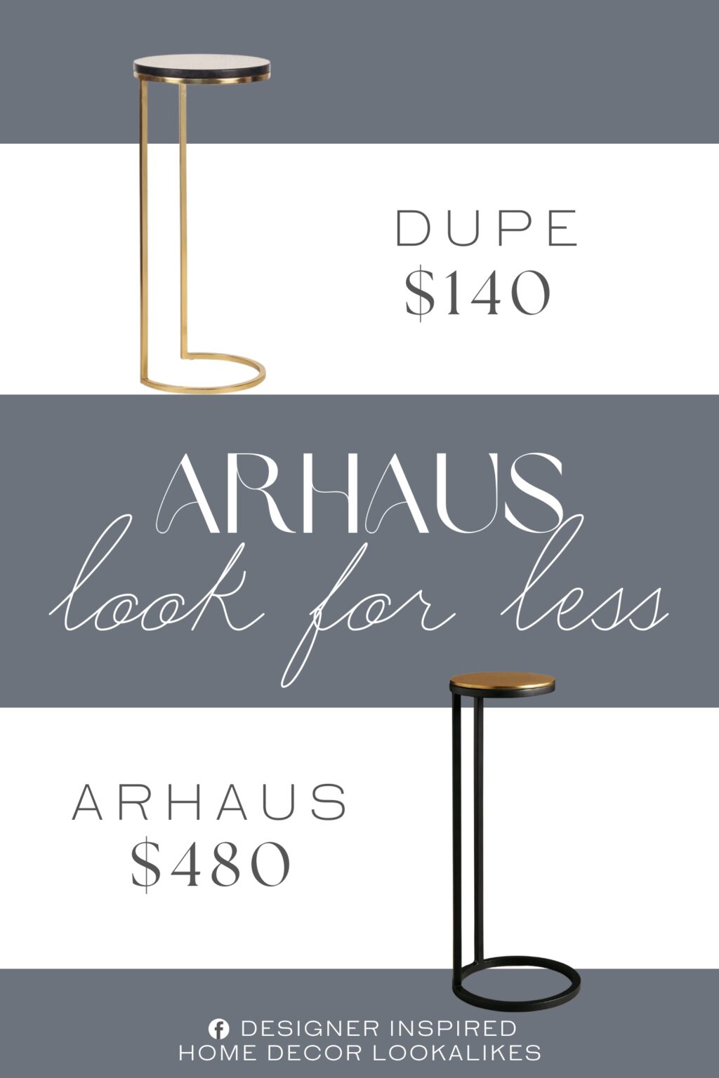 Arhaus Soma Martini Table Dupe. It features a pedestal-style metal base paired with a beautifully crafted black marble natural stone table top, handmade by skilled artisans in India.