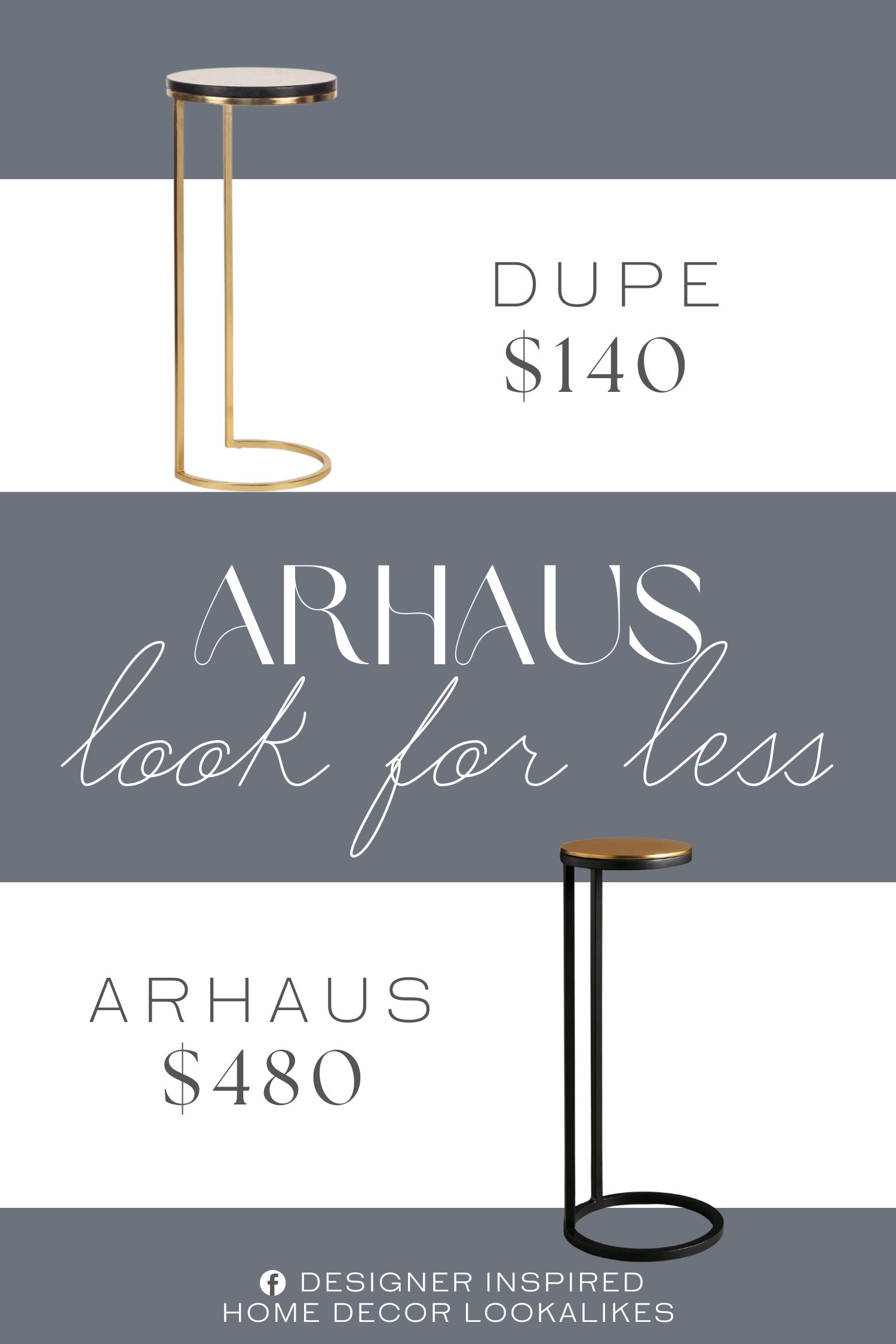 Arhaus Soma Martini Table Dupe. It features a pedestal-style metal base paired with a beautifully crafted black marble natural stone table top, handmade by skilled artisans in India.