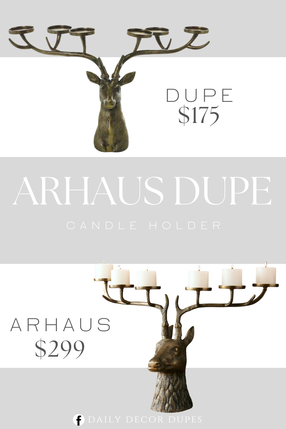 Arhaus Stag Head Candle Holder Dupe. Candle holder. Tabletop. Decor.