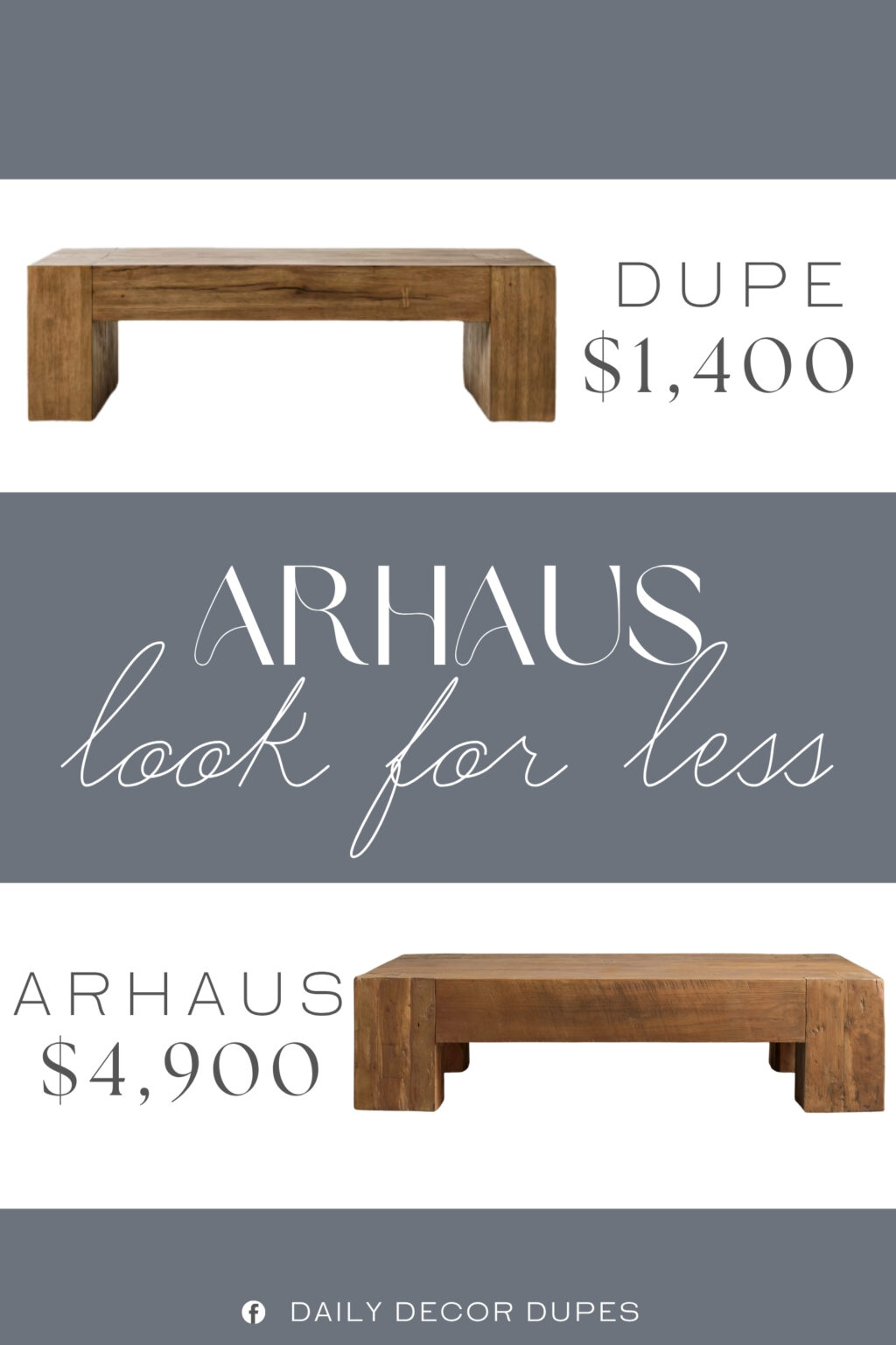 Arhaus Ubud Coffee Table Dupe. Crafted from reclaimed oak. The unique character of rustic reclaimed oak includes visible knots, nicks, and imperfections. No two pieces look exactly alike