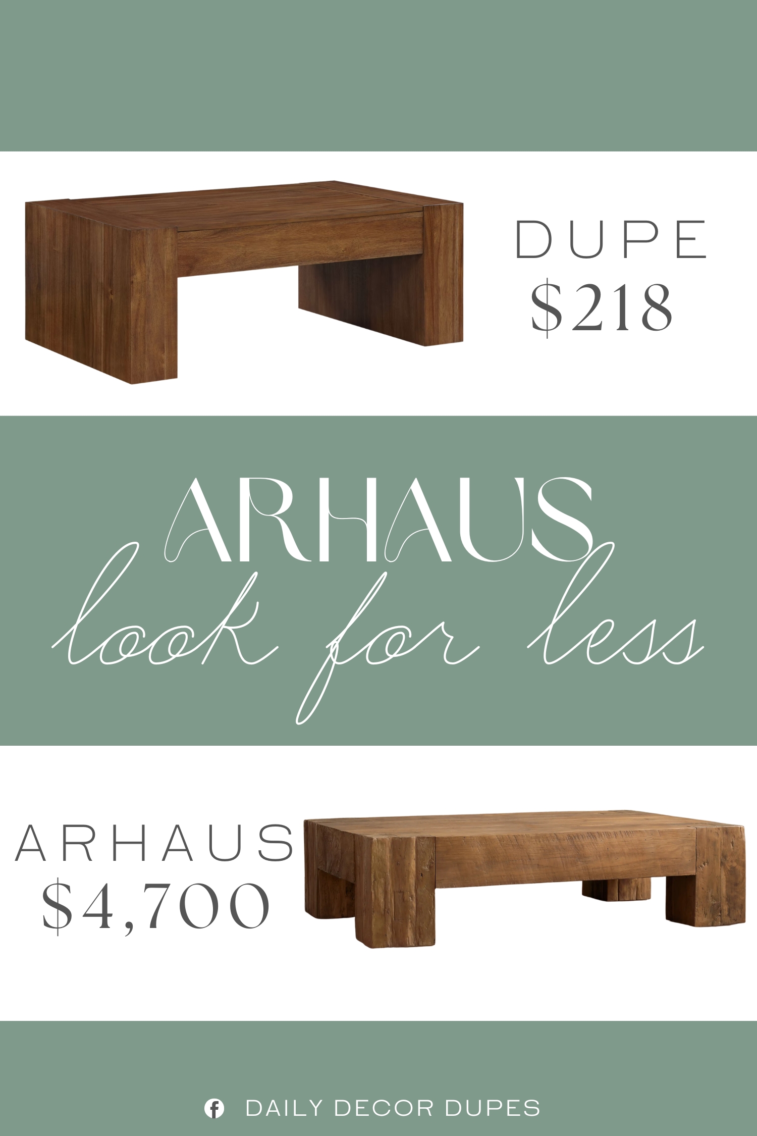 Arhaus Ubud Coffee Table Dupe. Built with sturdy wood construction and solid block table legs, ensuring reliability and stability for long-term use.