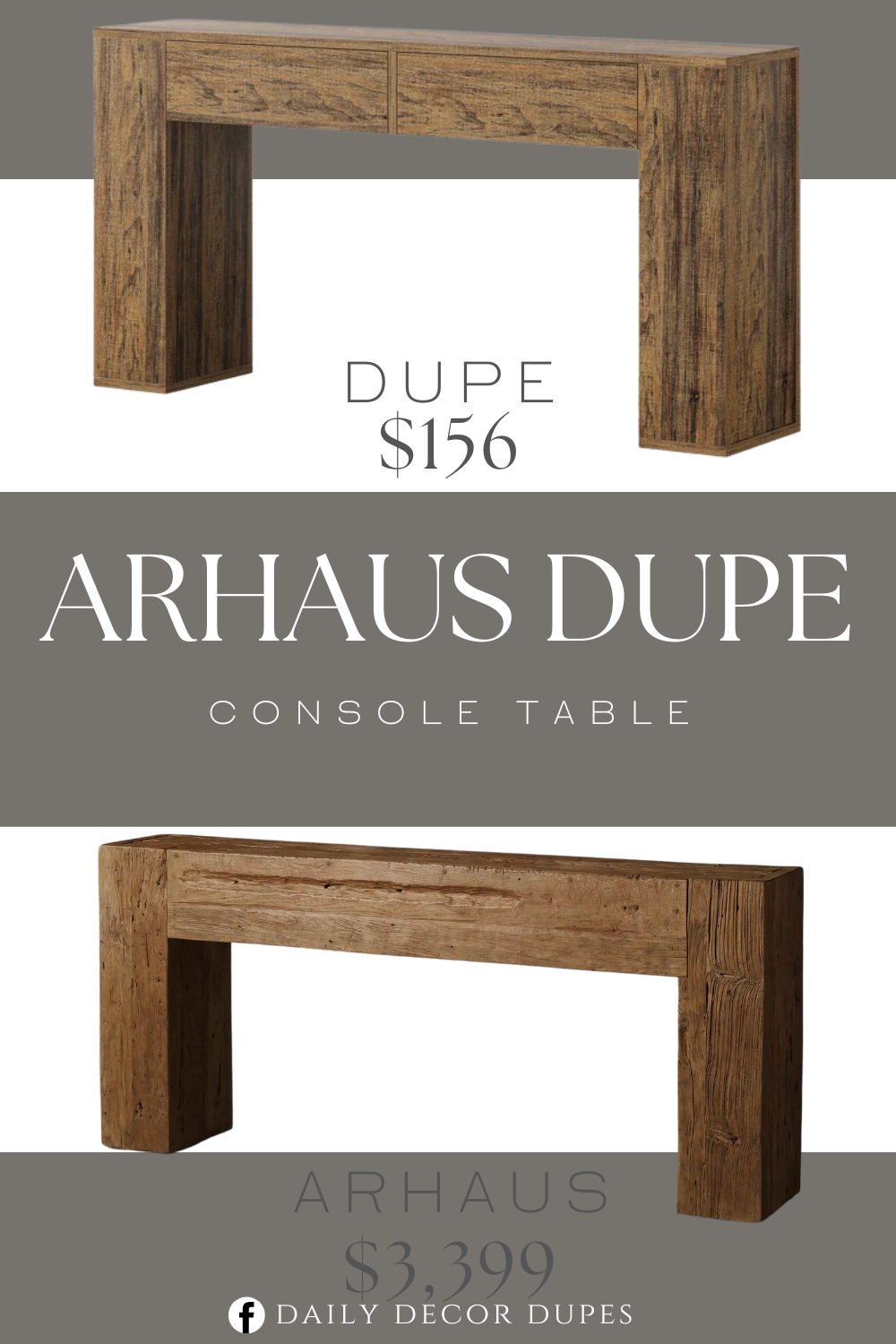 Arhaus Ubud Console Table Dupe. Made of high quality MDF board and with 2 large pedestal construction, this sofa table combines style with durability. Featuring a clean-lined tabletop and two storage drawers.