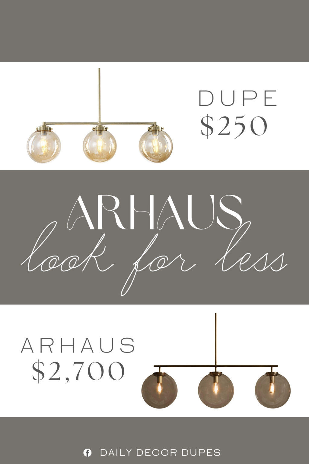 Arhaus Wescott Linear Globe Chandelier Dupe. Crafted globes softly diffuse light, creating a warm, sculptural glow that enhances kitchens, dining areas, living rooms, or home offices.