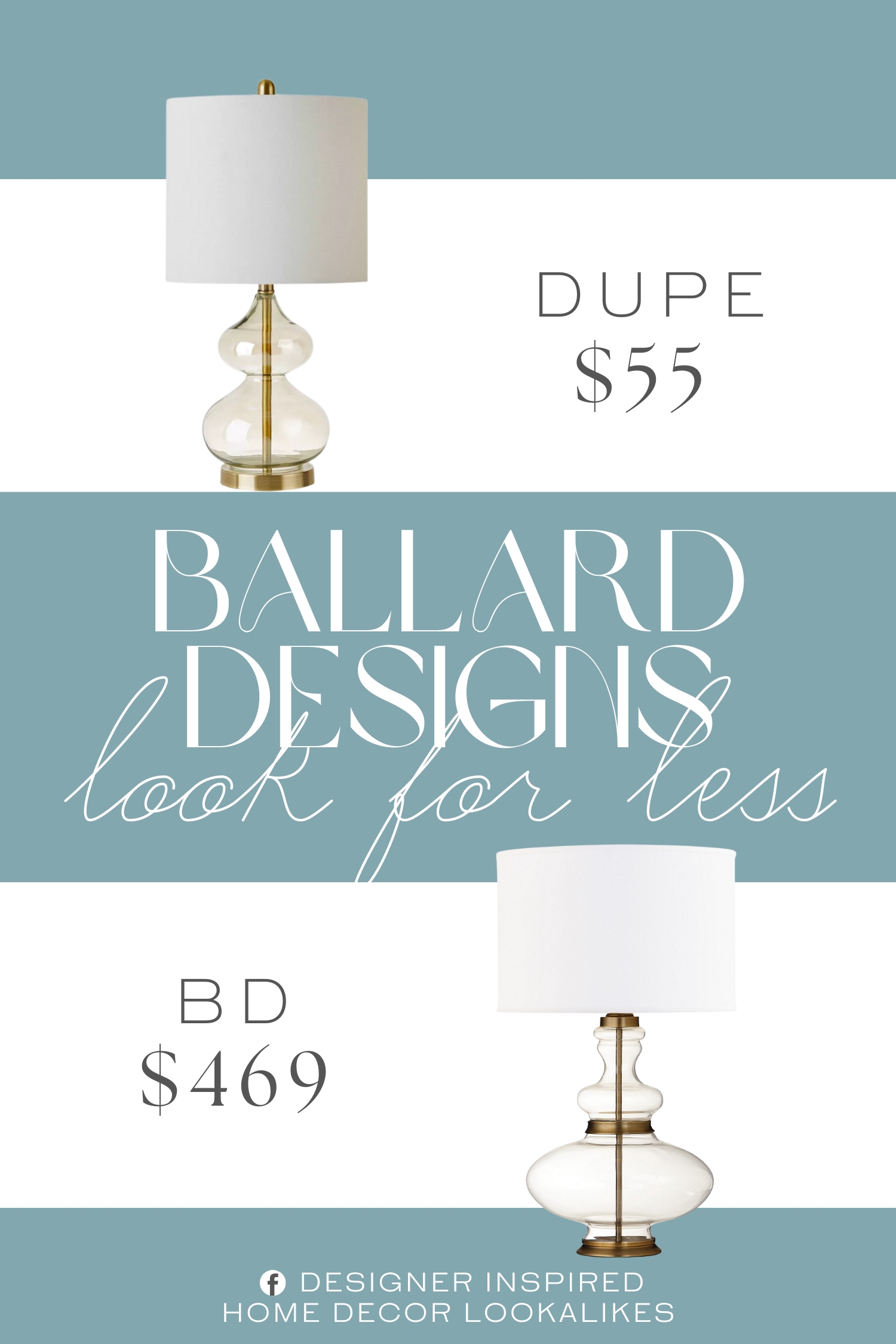 Ballard Designs Mila Blown Glass Table Lamp Dupe. Modern curved glass and metal base table lamps. White tapered drum shaped shade and color.