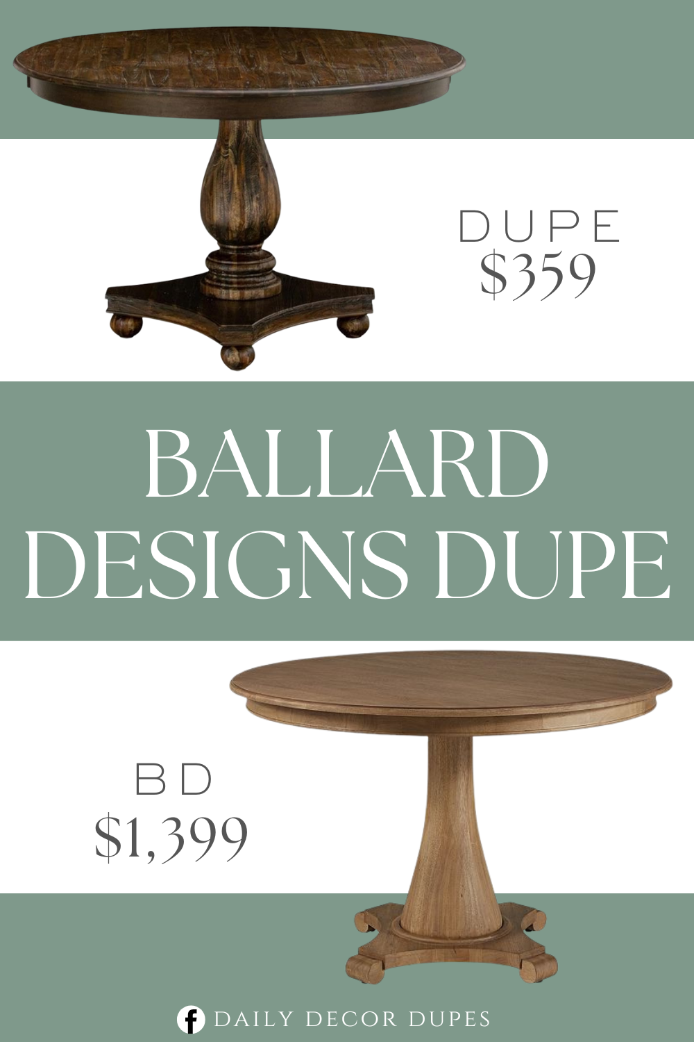 Ballard Designs Sienna Pedestal Dining Table Dupe. This compact dining table features a Distressed Jacobean circular tabletop design, enhancing the perception of space in a room and effortlessly accommodating small kitchen areas or compact apartments. Impeccably constructed from premium-grade rubber wood material, this kitchen table guarantees exceptional quality and durability.