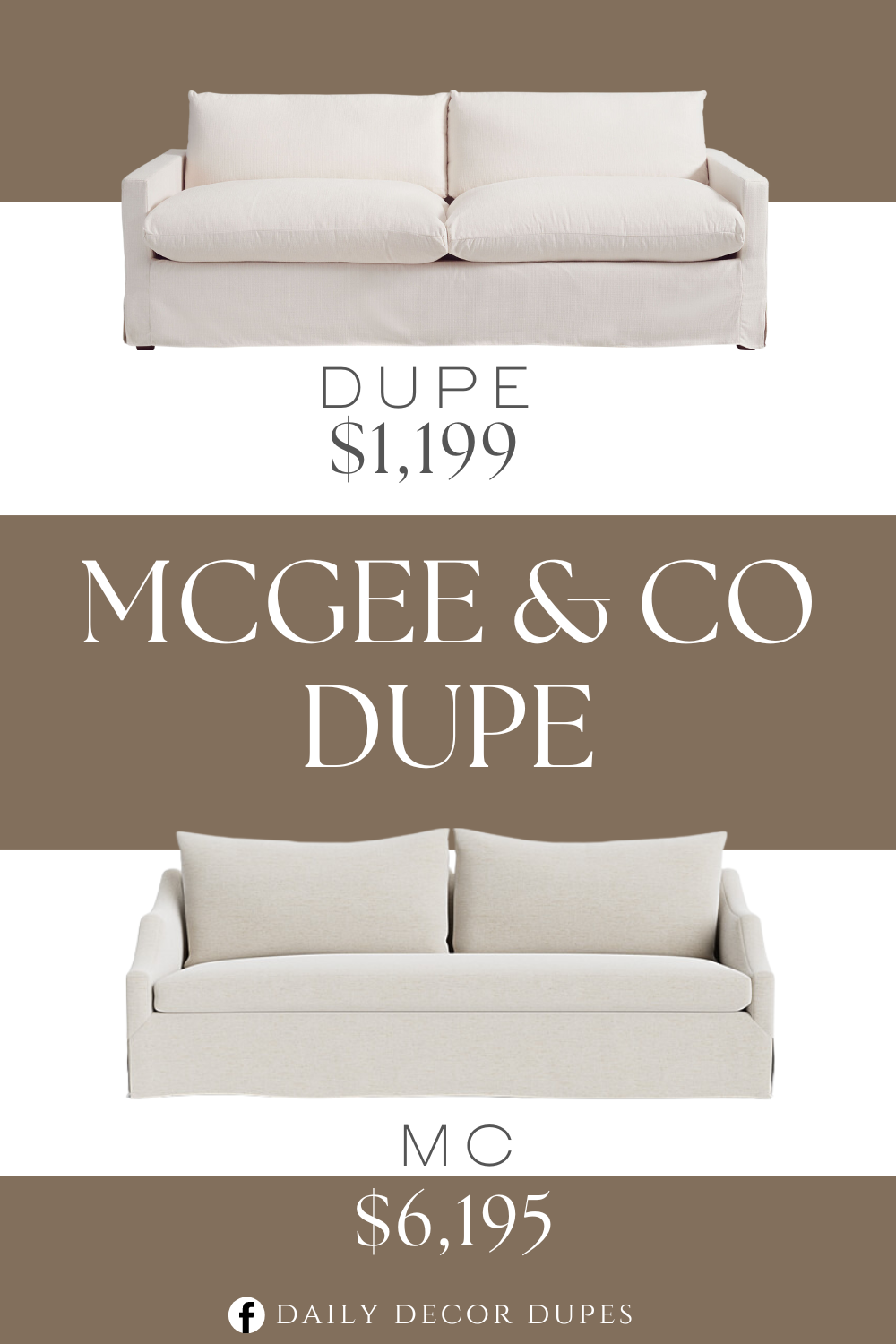 Mcgee & Co Everleigh Slipcover Sofa Dupe. Crafted of solid pine wood frame with polyester-nylon performance upholstery, feather filling and rubberwood feet with espresso finish. Removable and reversible cushions. Flip and fluff cushions regularly to restore natural loft. Overall dimension 86"W x 38"D x 33"H, 137 lbs.