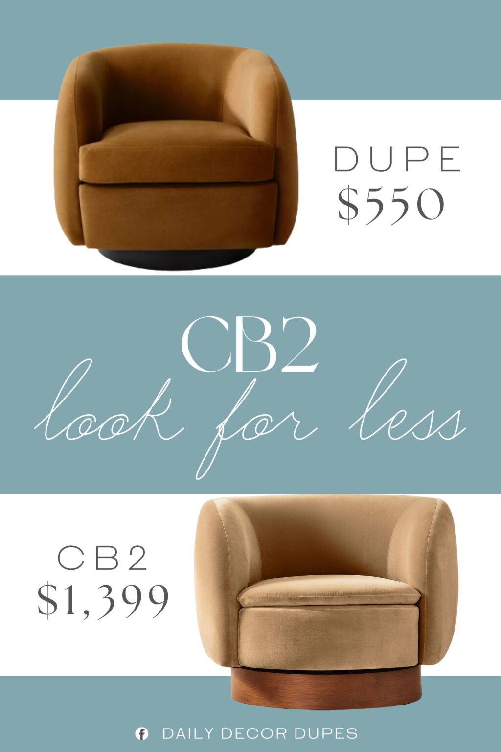 CB2 Muir Camel Velvet Swivel Chair Dupe. Sturdy hardwood frame with wood sourced from responsibly managed forests.