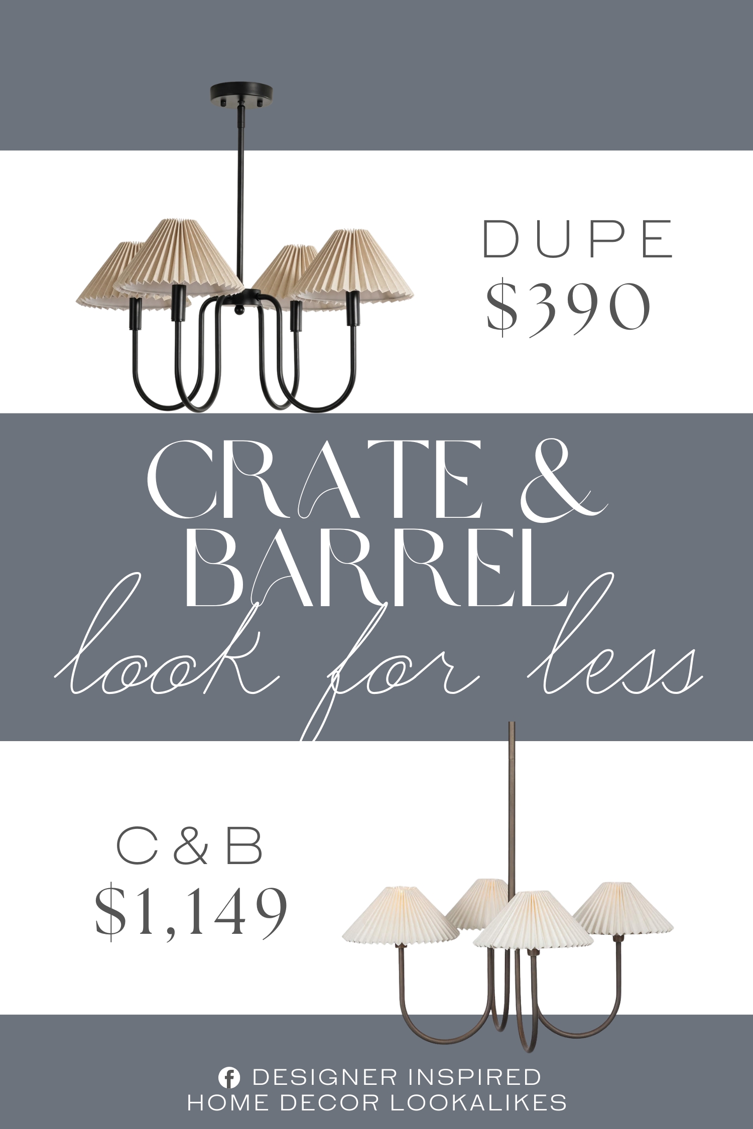 Crate & Barrel Ashby Bronze Chandelier Light Dupe. Made from sturdy iron and a high-quality pleated linen fabric shade for a refined, long-lasting finish.
