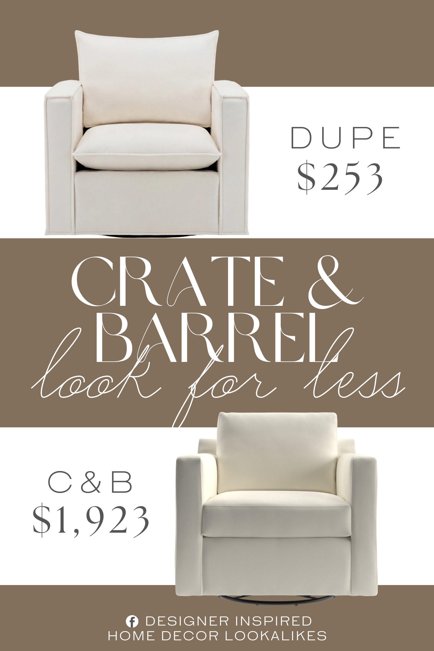 Crate & Barrel Barrett II Track Arm Swivel Chair Dupe. Crafted with a sleek design, it features plush, cushioned seating and a smooth - swiveling base, allowing you to effortlessly turn and engage in conversations or enjoy your favorite view.