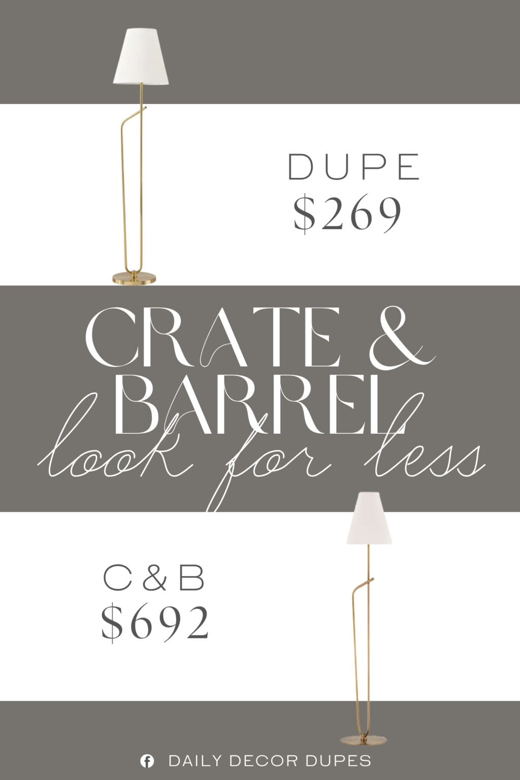 Crate & Barrel Bode Brass Floor Lamp with White Shade Dupe. this stunning lamp features a sturdy iron body and base, paired with a linen shade that exudes both charm and elegance.