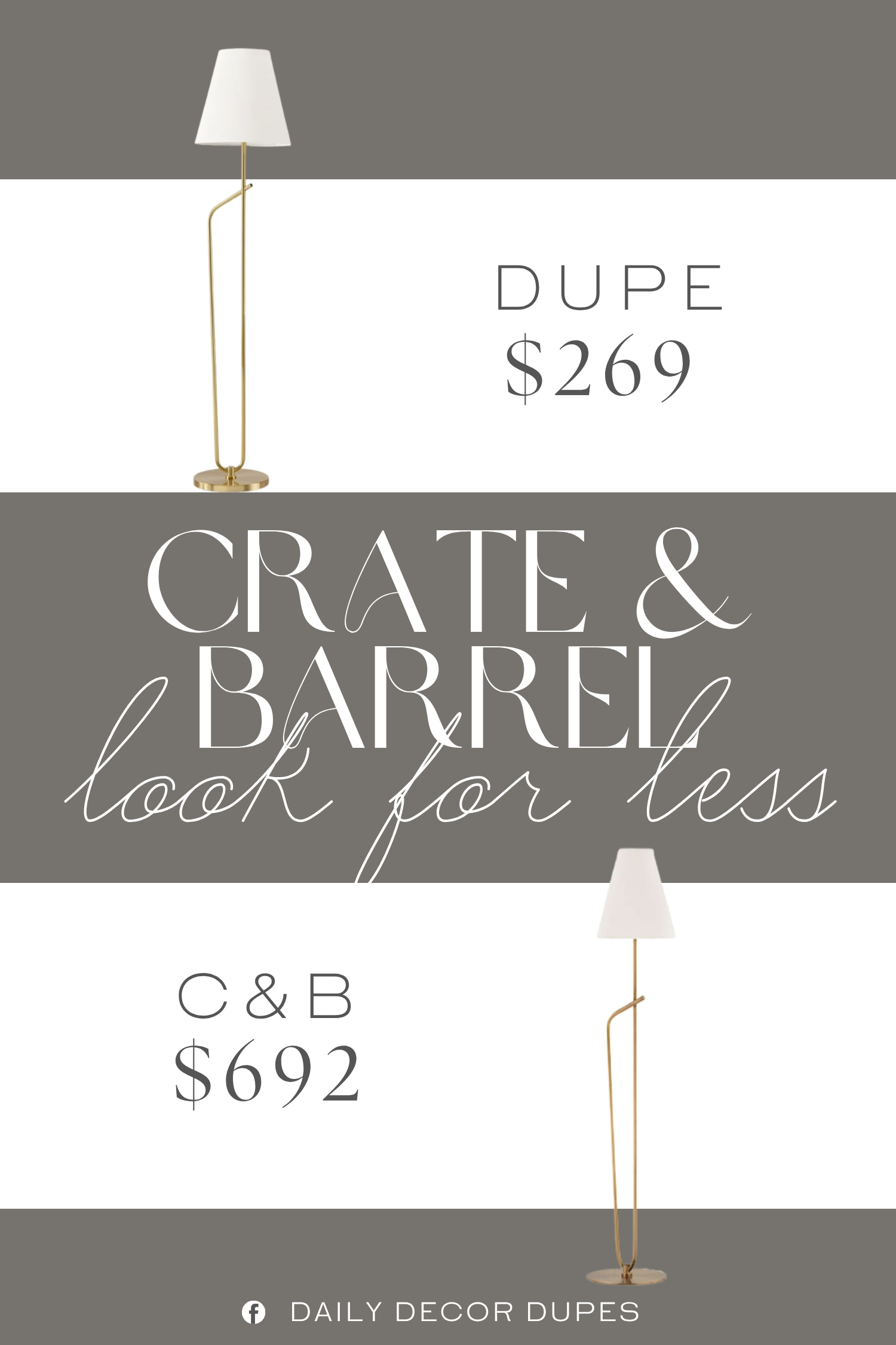 Crate & Barrel Bode Brass Floor Lamp with White Shade Dupe. this stunning lamp features a sturdy iron body and base, paired with a linen shade that exudes both charm and elegance.