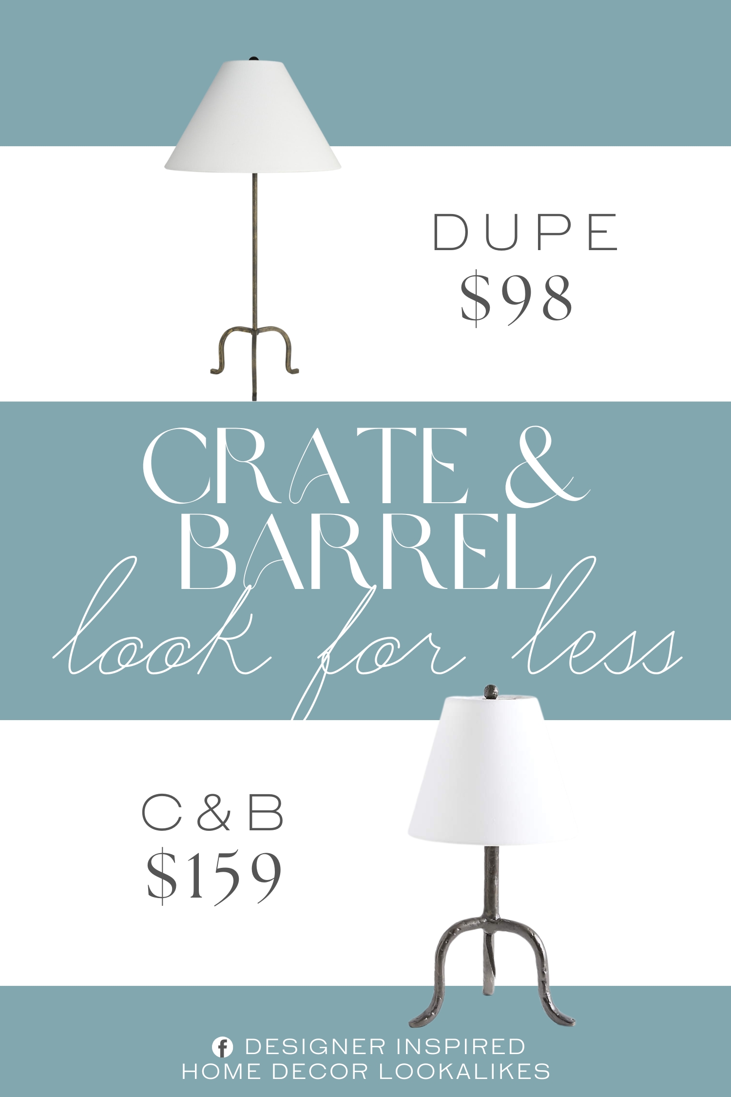 Crate & Barrel Cardiff Black Table Lamp Dupe. Antiqued wrought metal slim tripod-style table lamp, blending vintage charm with minimalist design.