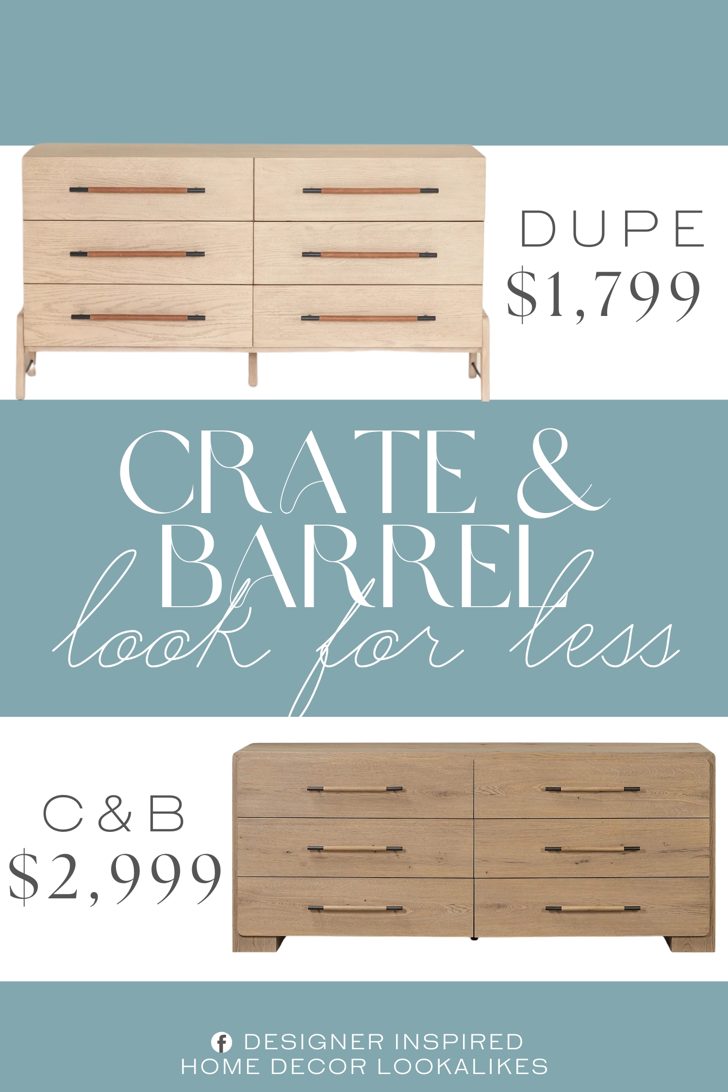 Crate & Barrel Eden Oak Wood 6-Drawer Dresser Dupe. Crafted from a blend of solid oak and engineered wood, it showcases a light finish that highlights the wood's natural grain (knots and all).