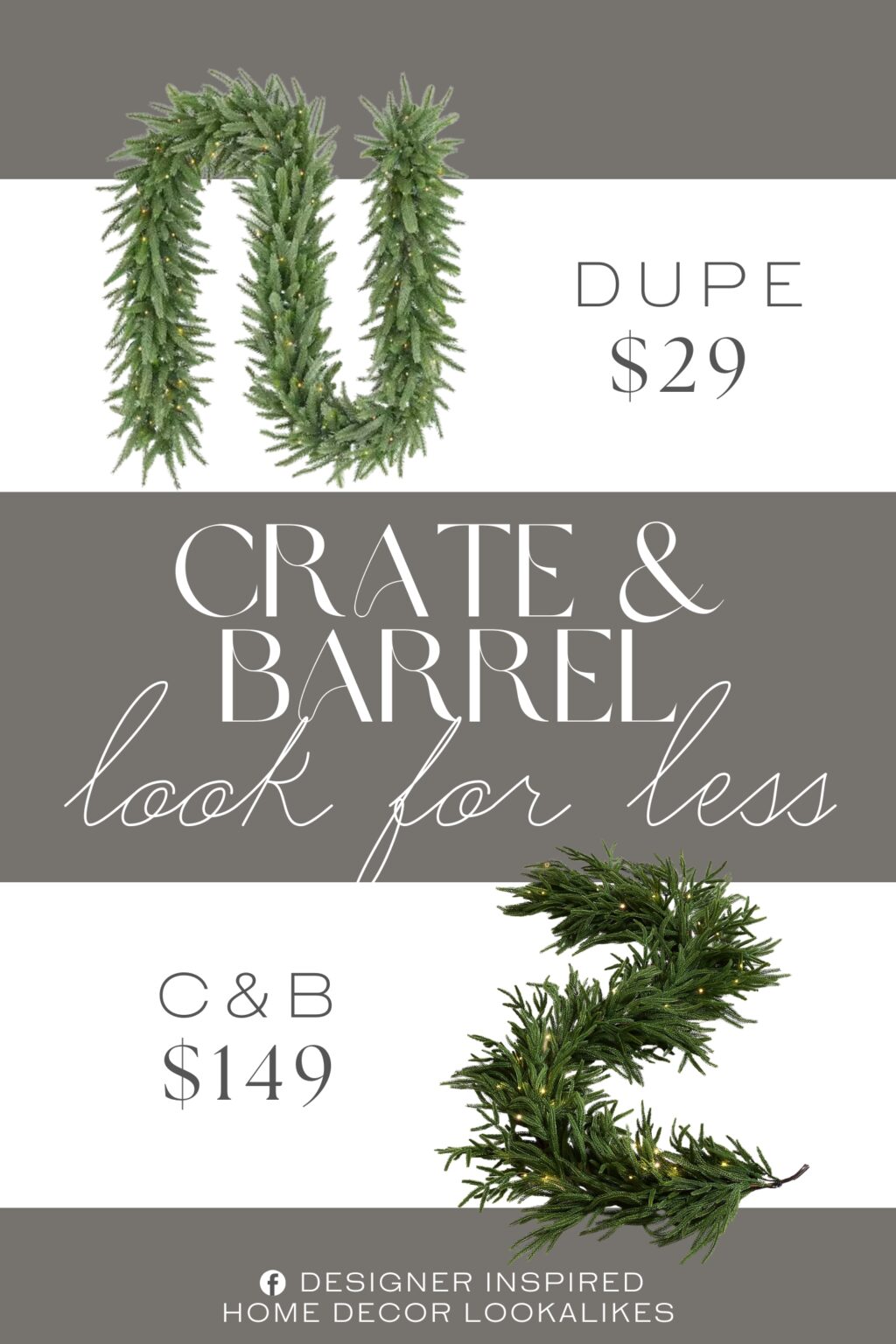 Crate & Barrel Faux Pre-Lit Norfolk Pine Garland Dupe. This pre-lit garland graces the home with the expressive tiered branches and needle-like leaves of the Norfolk pine, skillfully crafted to look just like the real thing.