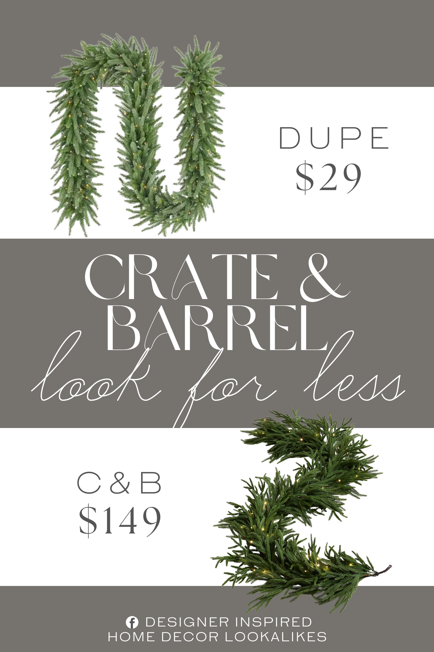 Crate & Barrel Faux Pre-Lit Norfolk Pine Garland Dupe. This pre-lit garland graces the home with the expressive tiered branches and needle-like leaves of the Norfolk pine, skillfully crafted to look just like the real thing.