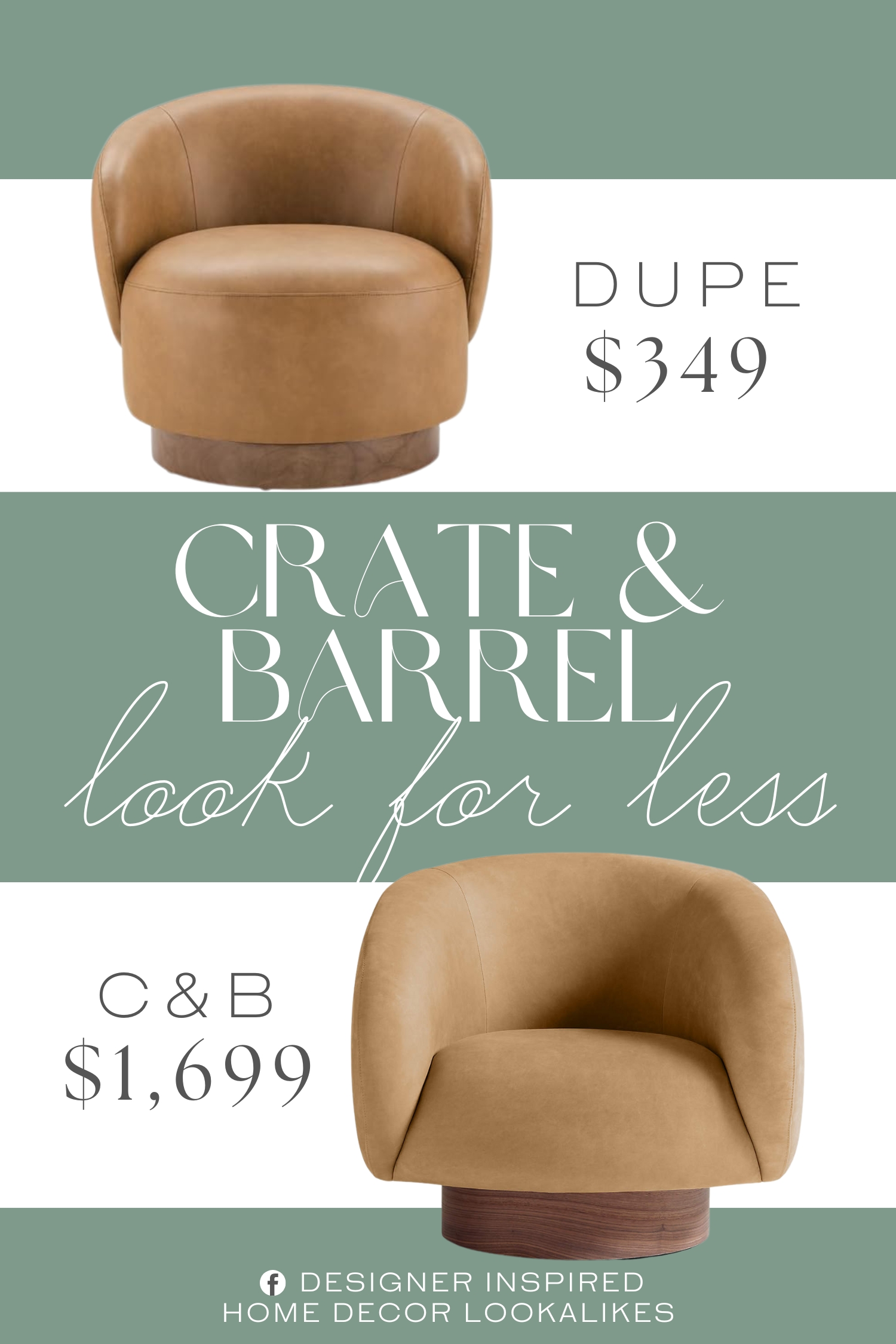 Crate & Barrel Kessler Leather Swivel Accent Chair Dupe. Made of solid wood frame, this modern accent chair combines excellent sturdiness and lasting durability, allowing the armchair to withstand up to 300 lbs. No burrs, no smell, safe to use. A perfect option for a living room chair.