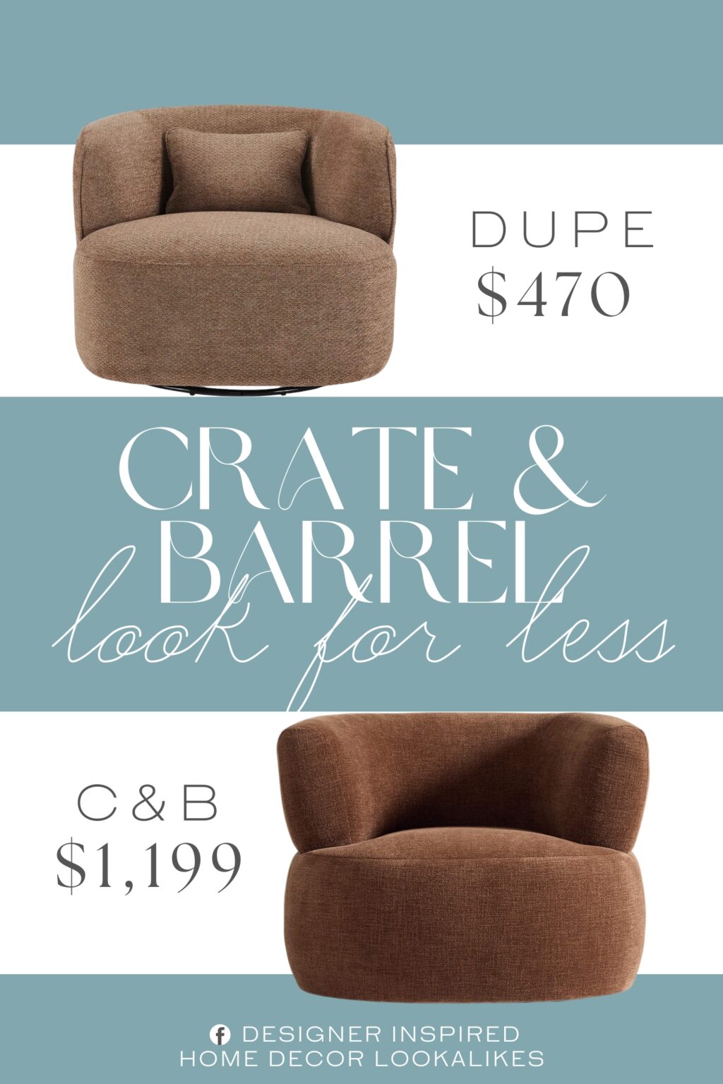 Crate & Barrel Margaux Swivel Accent Chair Dupe. Crafted with a solid wood frame for durability and support, the chair promises to be a lasting piece in your home.