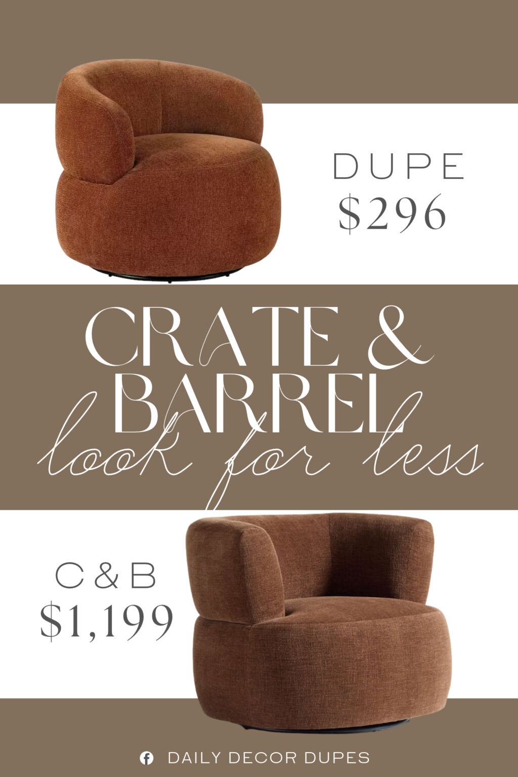 Crate & Barrel Margaux Swivel Accent Chair Dupe. Made of solid wood and plywood to ensure durability Foam cushioning provides exceptional comfort.