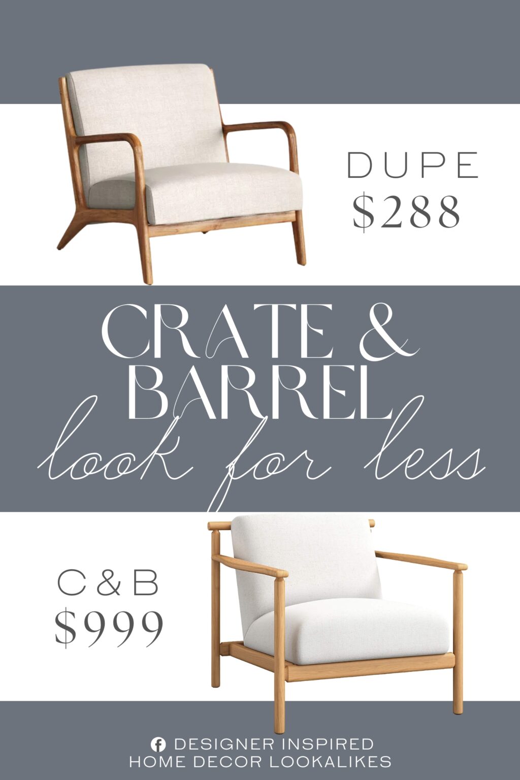 Crate & Barrel Ojai Upholstered Wood Frame Accent Chair Dupe. Constructed from wood in a warm distressed finish, this beautiful upholstered armchair features a padded seat and back to keep you comfortable whether you're reading, watching TV or just hanging out.