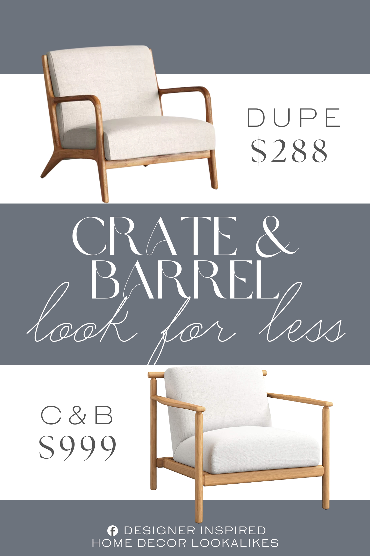Crate & Barrel Ojai Upholstered Wood Frame Accent Chair Dupe. Constructed from wood in a warm distressed finish, this beautiful upholstered armchair features a padded seat and back to keep you comfortable whether you're reading, watching TV or just hanging out.