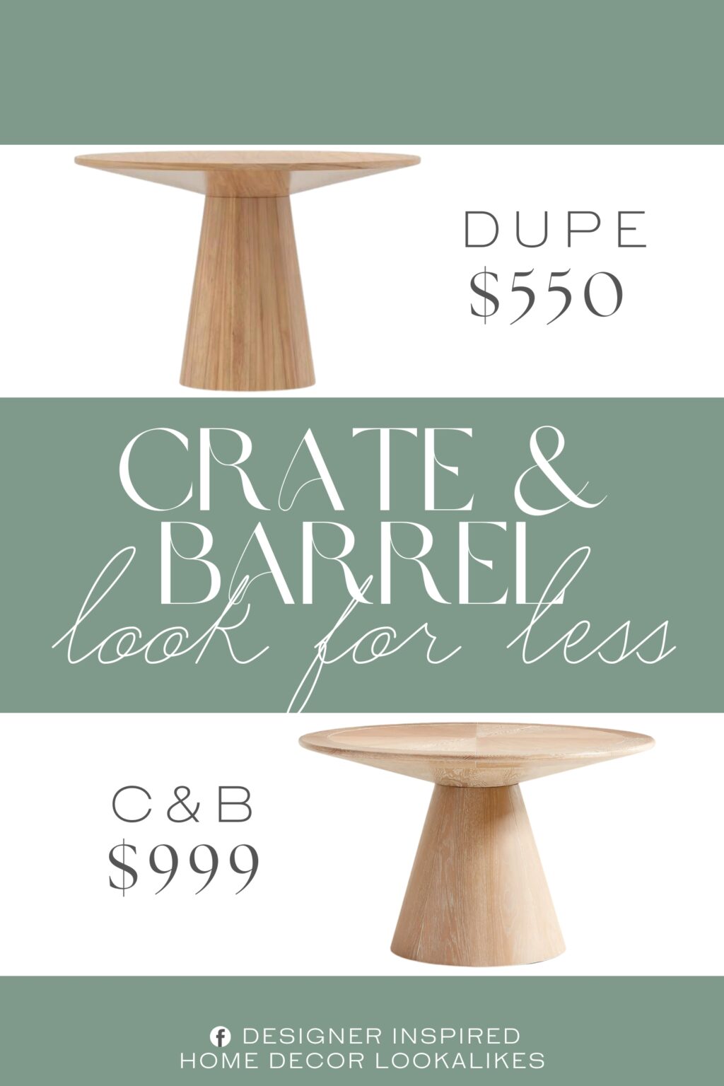 Crate & Barrel Palisades Round Pedestal Dining Table Dupe. Quality solid rubberwood, mindi veneer deliver durability, ensuring this compact table withstands daily use while maintaining its beautiful natural look for years.