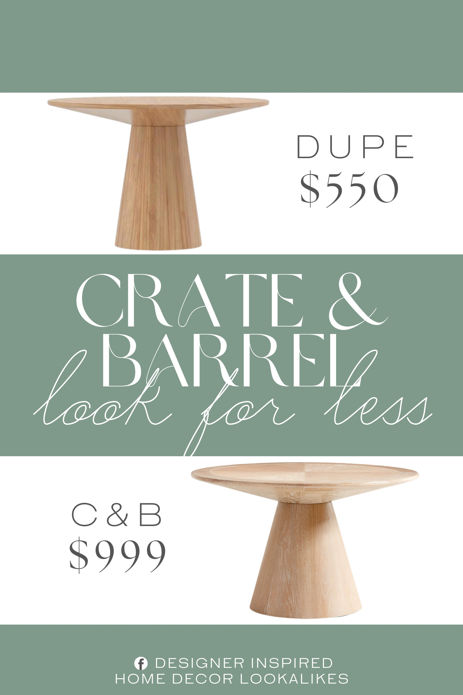 Crate & Barrel Palisades Round Pedestal Dining Table Dupe. Quality solid rubberwood, mindi veneer deliver durability, ensuring this compact table withstands daily use while maintaining its beautiful natural look for years.