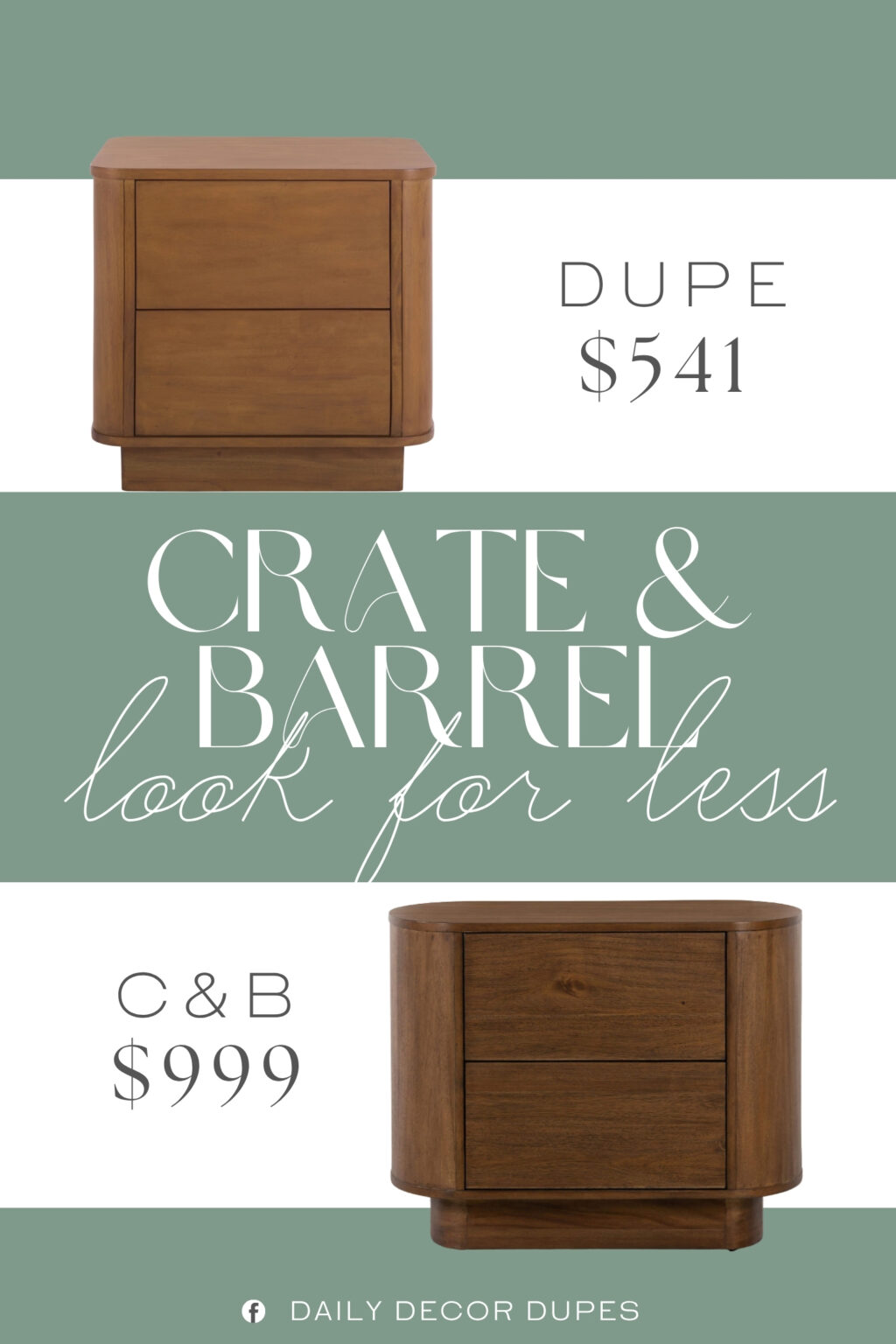 Crate & Barrel Panos Curved Acacia Wood Nightstand Dupe. Crafted from solid wood, the nightstand showcases the natural warmth and depth of the walnut color, adding a touch of elegance and sophistication to your space.