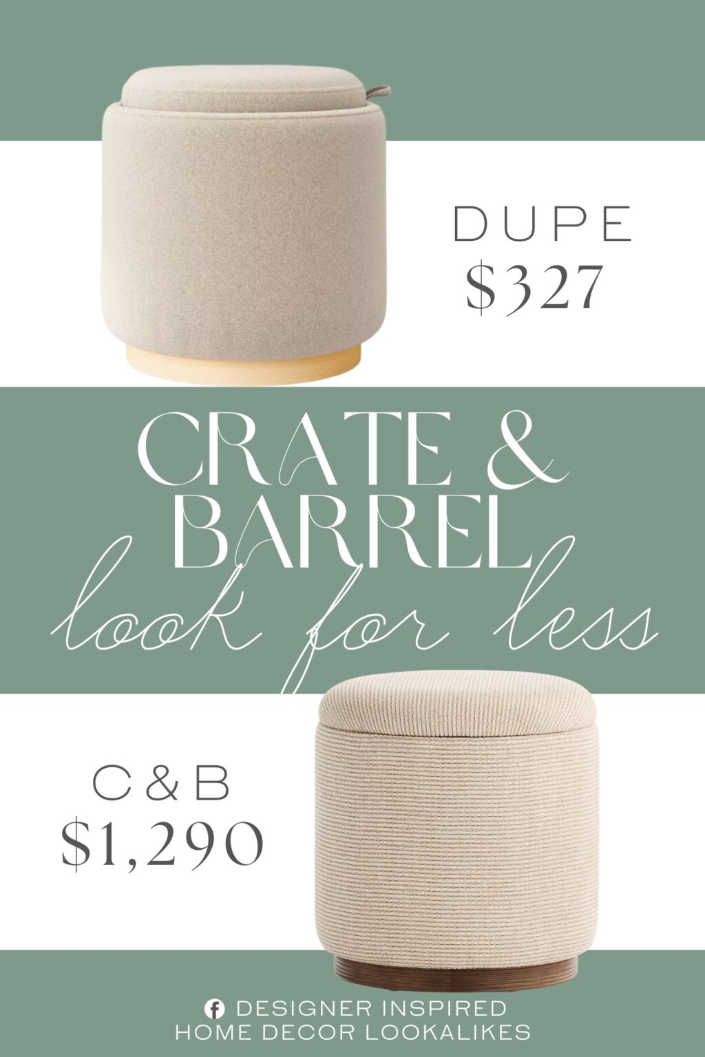 Crate & Barrel Studio Storage Ottoman Dupe. this round ottoman features polyester upholstery for cozy comfort.