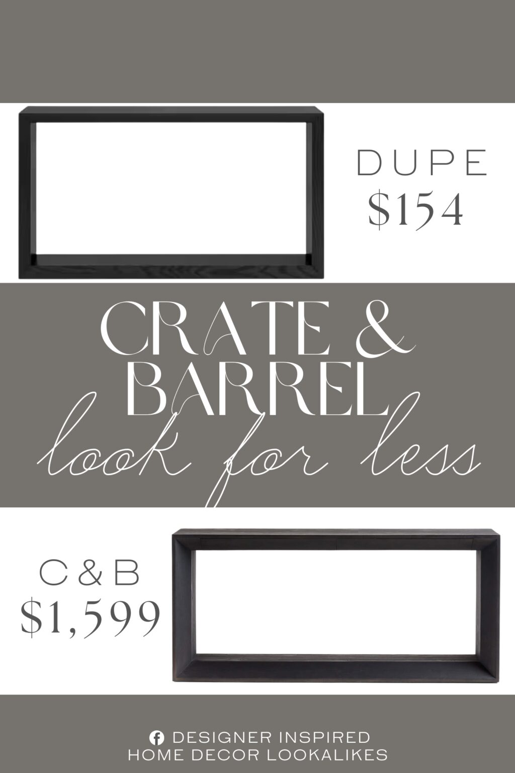 Crate & Barrel Vernon Rectangular Console Table Dupe. Features wooden look black grain finish. Made of high-quality MDF material to ensure durability.