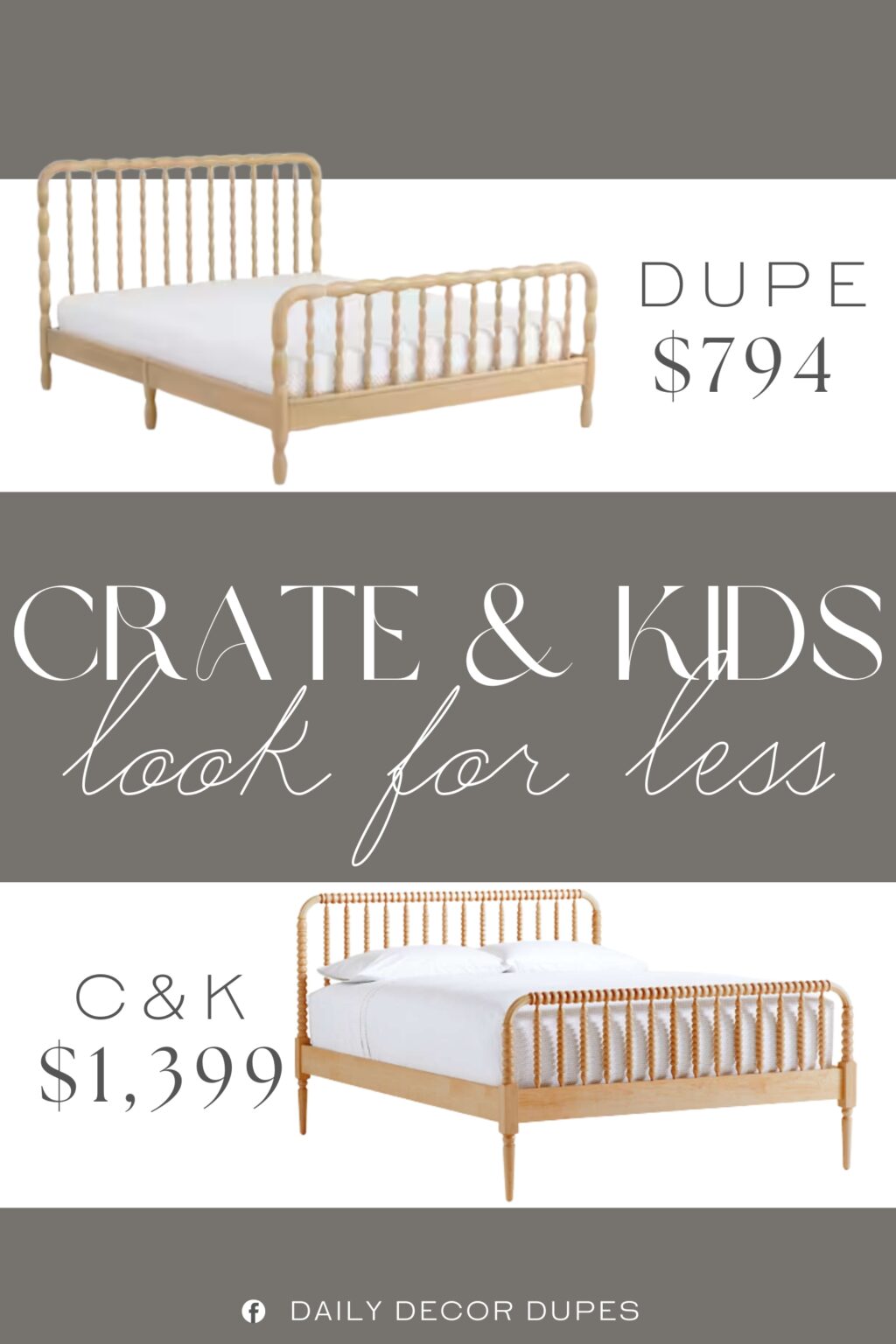 Crate & Kids Jenny Lind Maple Wood Spindle Kids Queen Bed Dupe. queen spindle bed frame is constructed with knot-free, solid pine wood for lasting strength and durability.