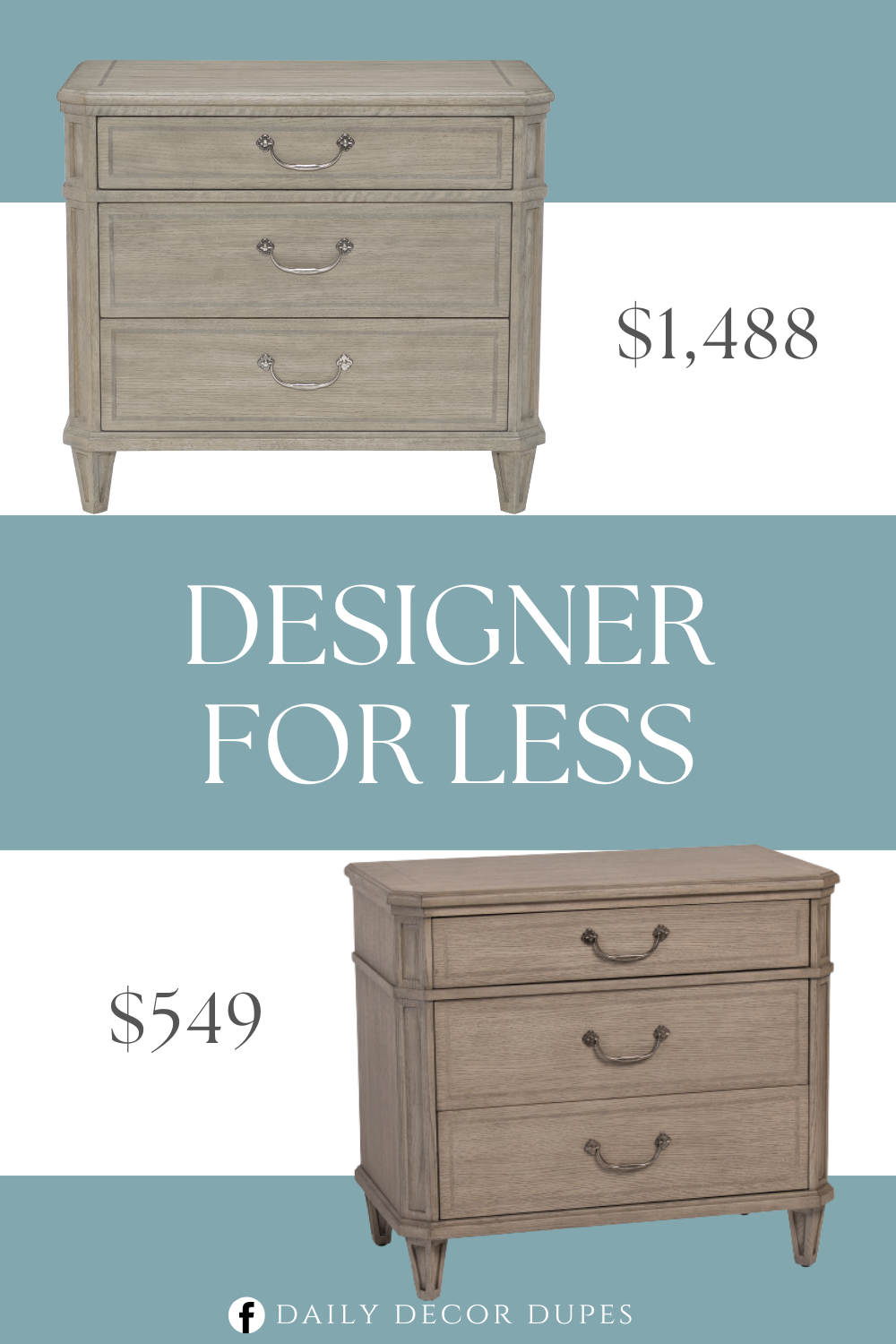 Designer for Less Bernhardt Marquesa Nightstands. 3 drawers for ample storage.