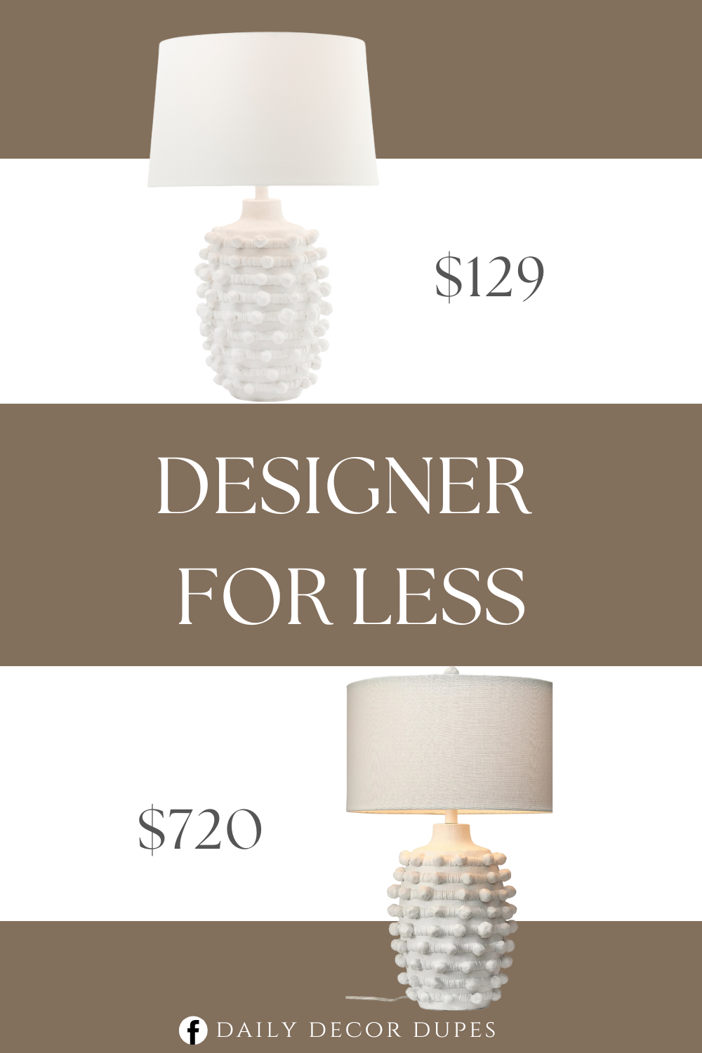 Designer for Less Lamp. Round details, textured base. Made from ceramic. turn knob switch.