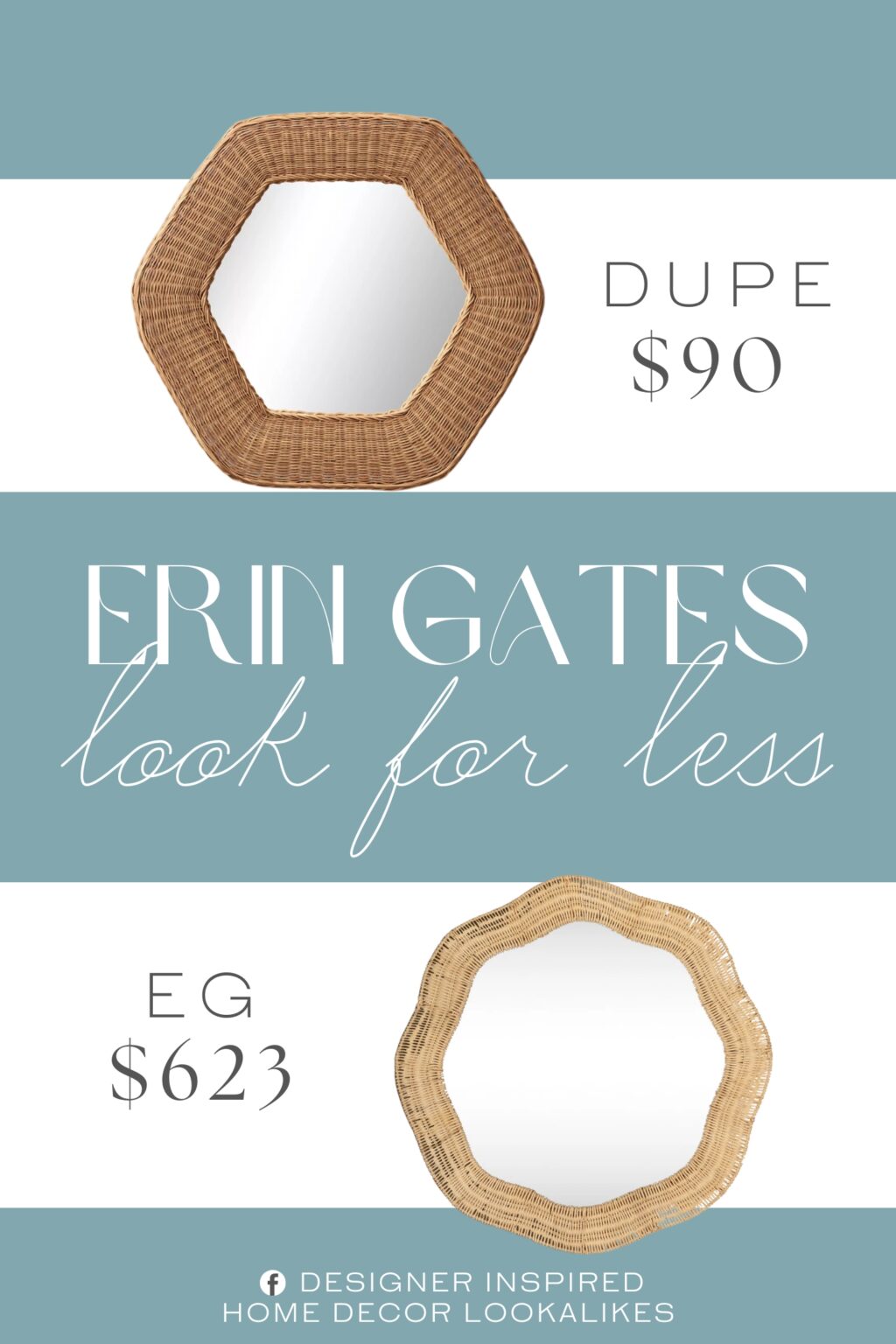 Erin Gates Scalloped Linden Round Wall Mirror. This wall mirror features a metal frame with woven detailing for rustic charm, while the hexagonal design adds a unique look to your space.