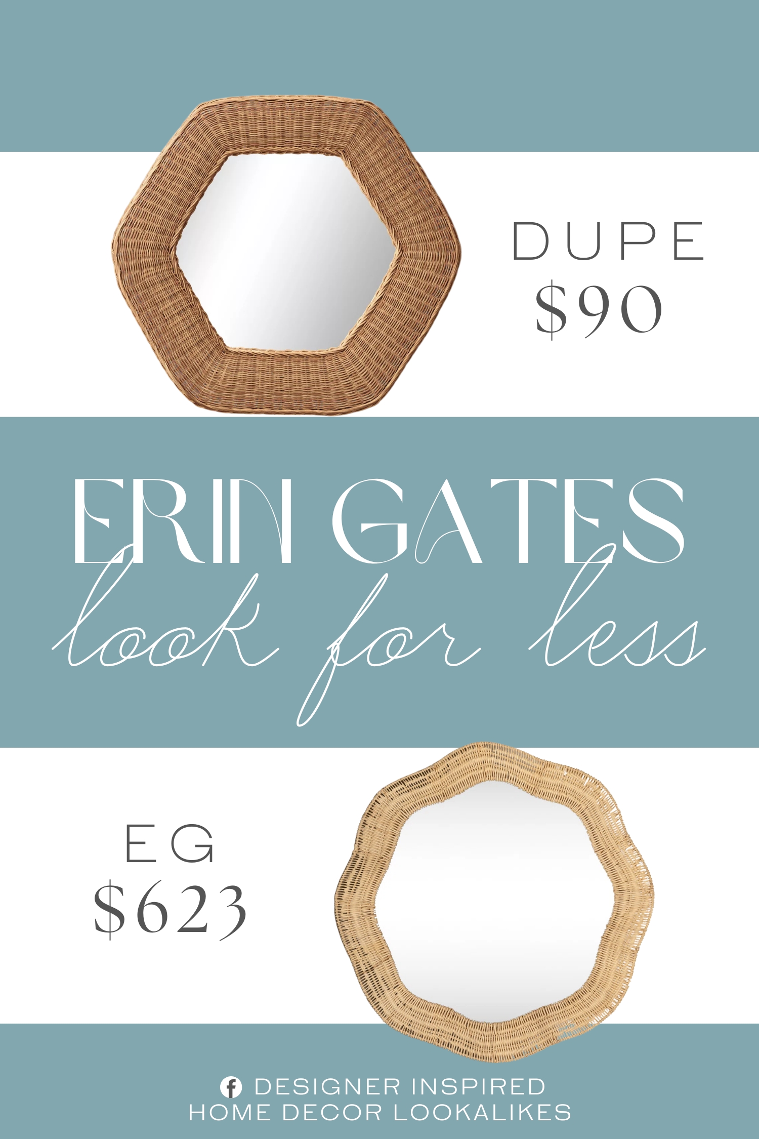 Erin Gates Scalloped Linden Round Wall Mirror. This wall mirror features a metal frame with woven detailing for rustic charm, while the hexagonal design adds a unique look to your space.