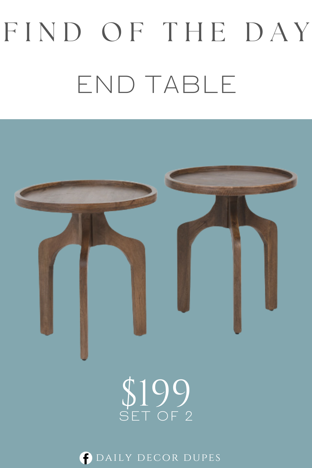 Find of the Day Merlin End Table. set of 2, wood contains natural imperfections.