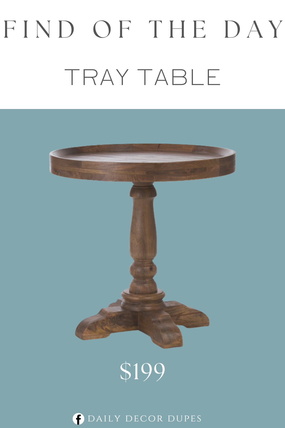 Find of the Day Tray Table. Wood contains natural imperfections. Round table tray.