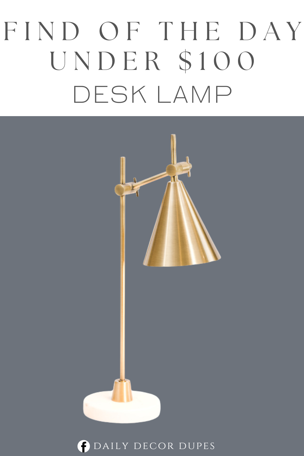 Find of the Day Under $100 Marble Brass Desk Lamp. Marble base, metallic finish, brass tone hardware, adjustable swivel head. 3-way switch.