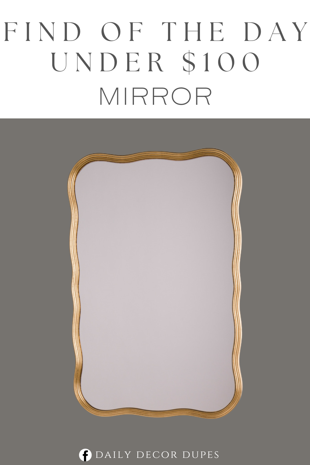 Find of the Day Under $100 Rectangle Scalloped Mirror. scalloped edges, gold tone frame. d-ring attachments for hanging. Mirror glass. Dimension 24in W x 36in H.