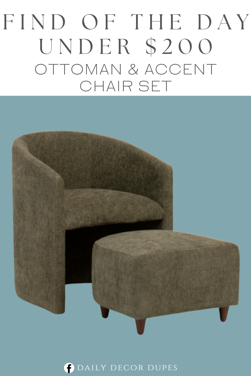 Find of the Day Under $200 Ottoman & Accent Chair Set. Cushioned, curved back, includes matching cushioned ottoman. Filled with polyurethane foam/polyester fiber batting.