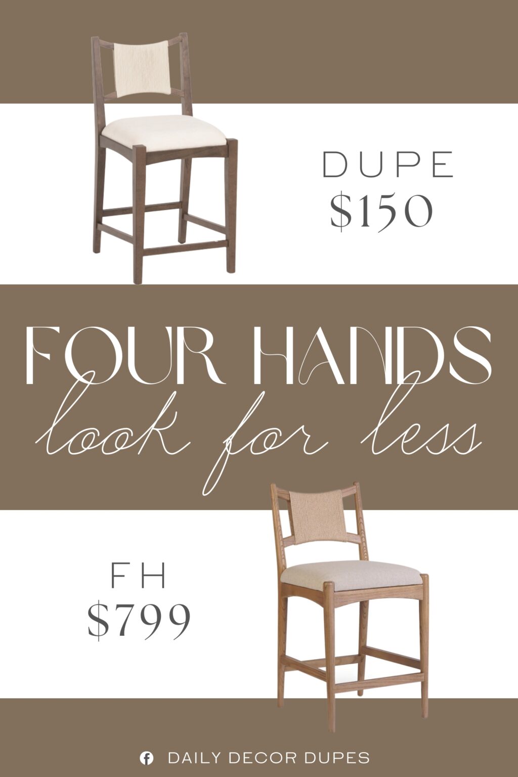Four Hands Haddon Counter Stool Dupe. upholstered design. polyurethane foam